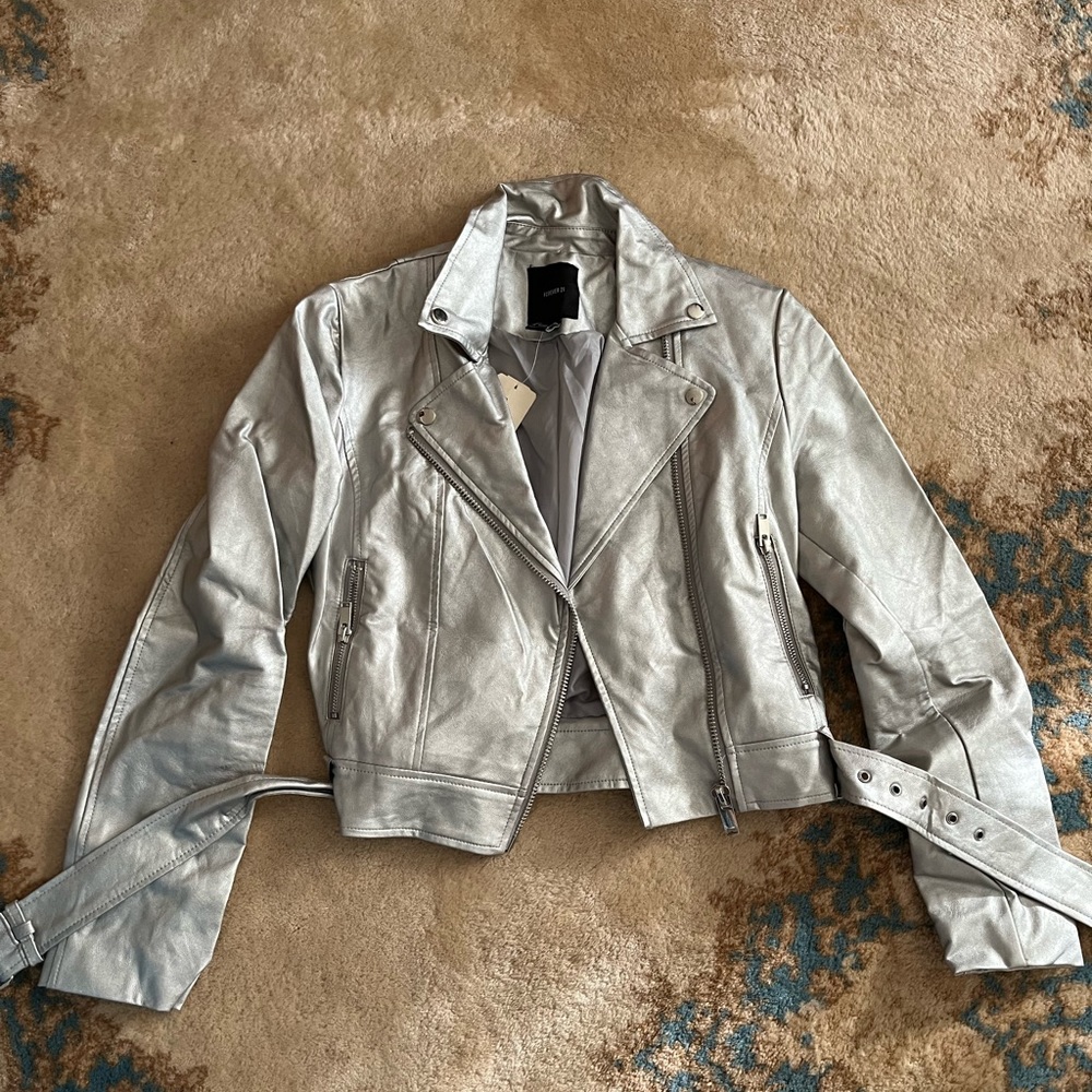 Forever 21 silver pleather jacket